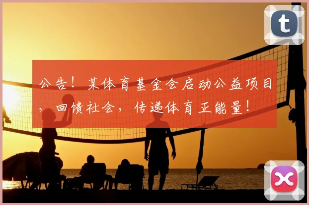 公告！某体育基金会启动公益项目，回馈社会，传递体育正能量！